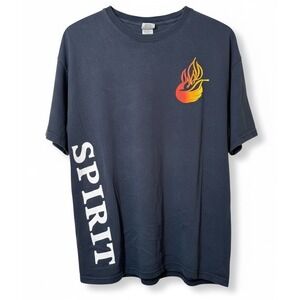 Vintage Y2K Jesus Graphic T-shirt XL Black Short Sleeve Spirit Flames Forsaken